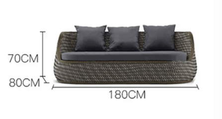 โซฟา 3 ที่นั่ง BUNISE รุ่น P3403 ขนาด 180×80×70 ซม. สีน้ำตาล_1